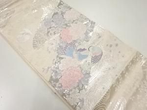 プラチナ箔二重織鴛鴦に花模様織出し袋帯